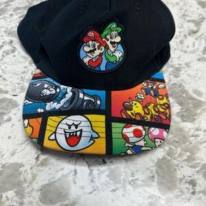 Nintendo Kids Black Snapback Hat with Colorful Comic Brim